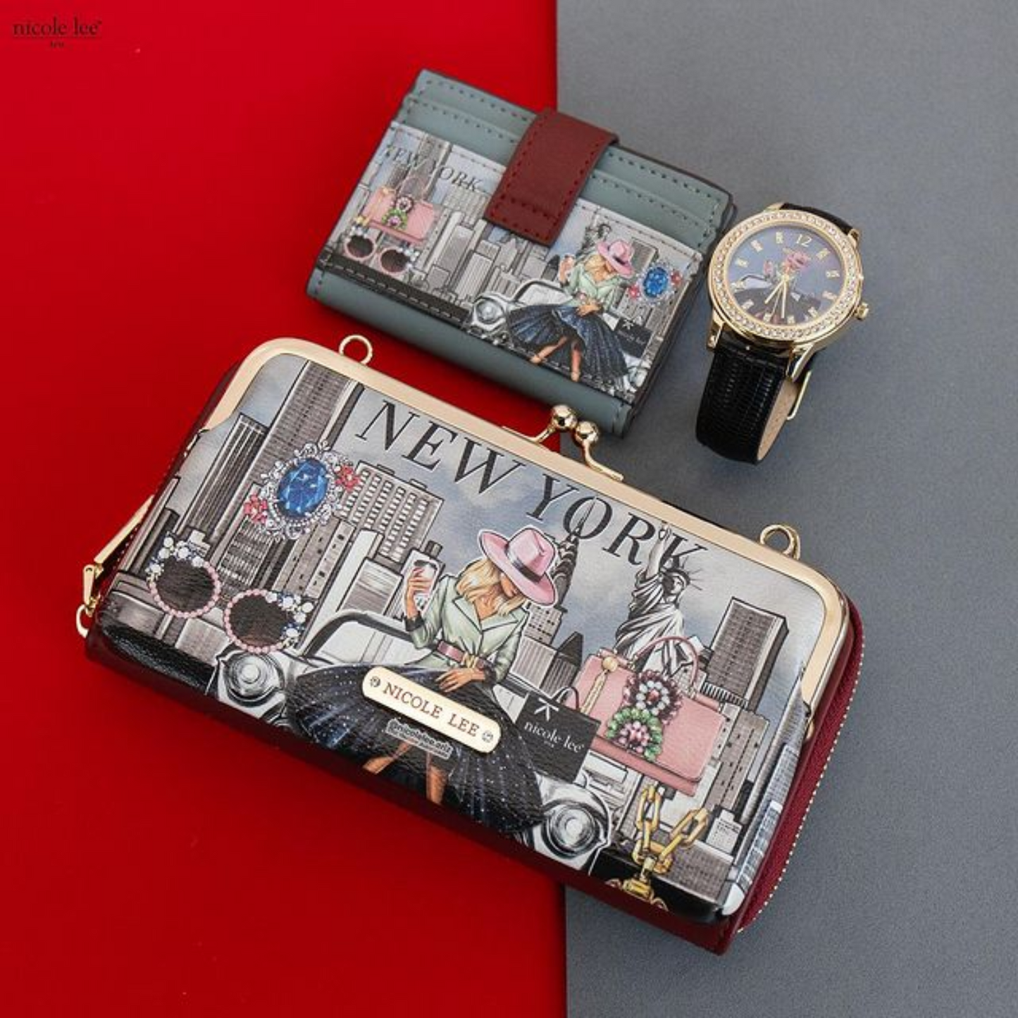 3 PIECE GIFT SET (CROSSBODY WALLET, CARD CASE, WATCH)