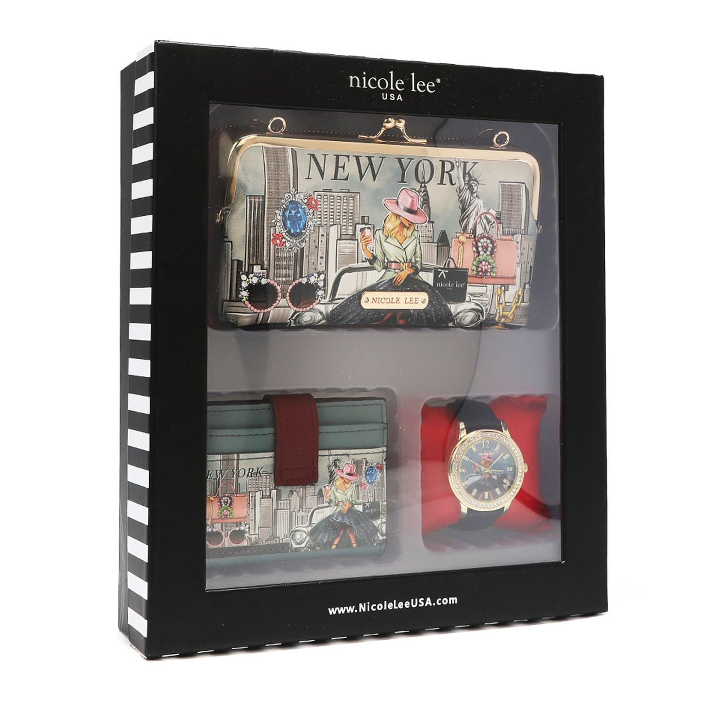 3 PIECE GIFT SET (CROSSBODY WALLET, CARD CASE, WATCH)