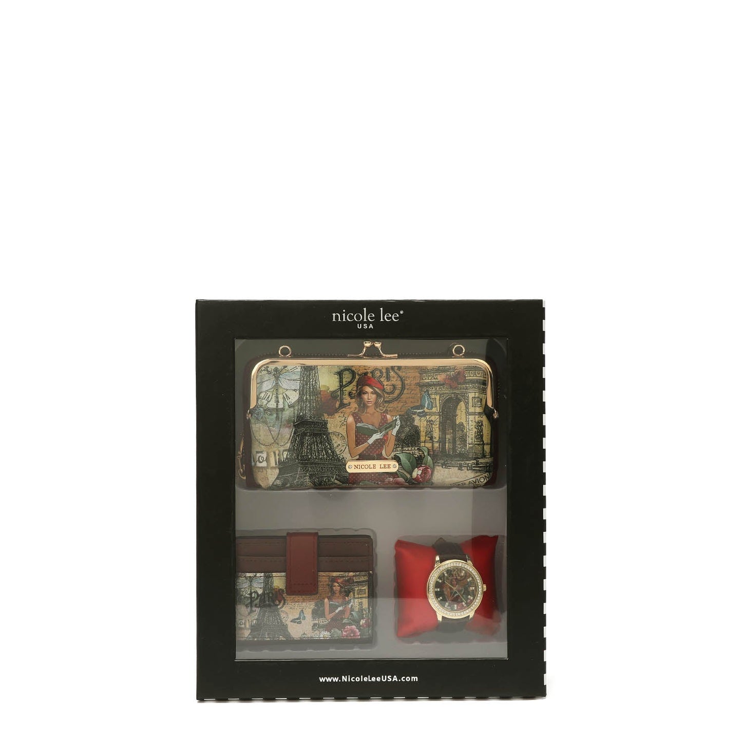 3 PIECE GIFT SET (CROSSBODY WALLET, CARD CASE, WATCH)