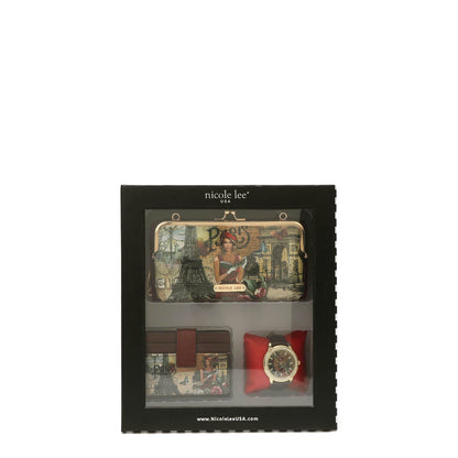 3 PIECE GIFT SET (CROSSBODY WALLET, CARD CASE, WATCH)