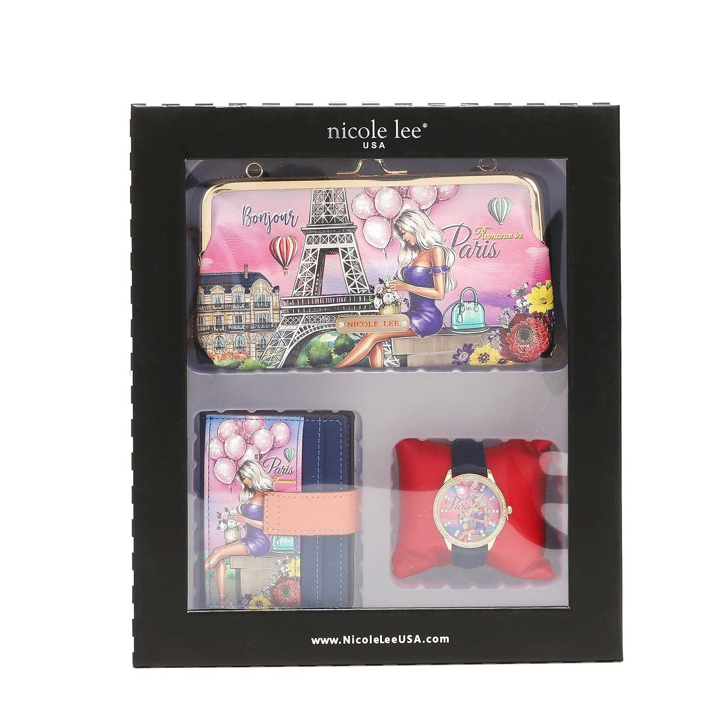 3 PIECE GIFT SET (CROSSBODY WALLET, CARD CASE, WATCH)