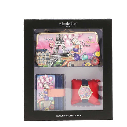 3 PIECE GIFT SET (CROSSBODY WALLET, CARD CASE, WATCH)