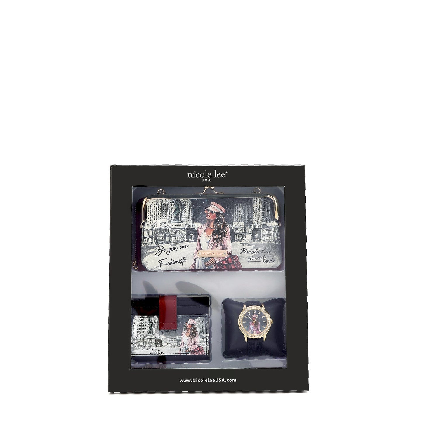 3 PIECE GIFT SET (CROSSBODY WALLET, CARD CASE, WATCH)