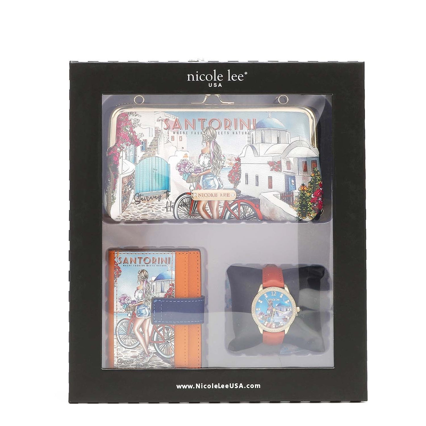 3 PIECE GIFT SET (CROSSBODY WALLET, CARD CASE, WATCH)