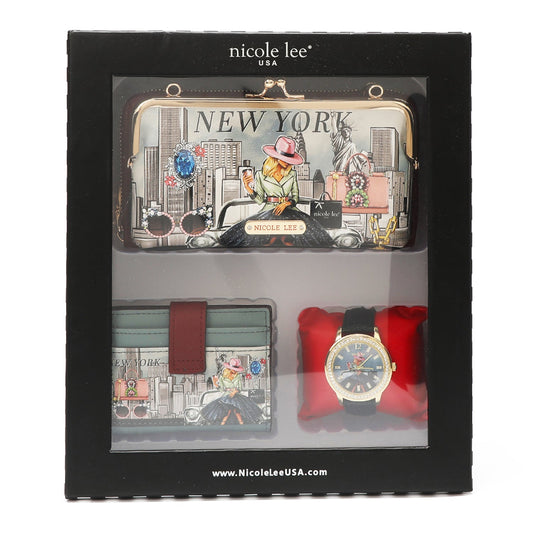 3 PIECE GIFT SET (CROSSBODY WALLET, CARD CASE, WATCH)