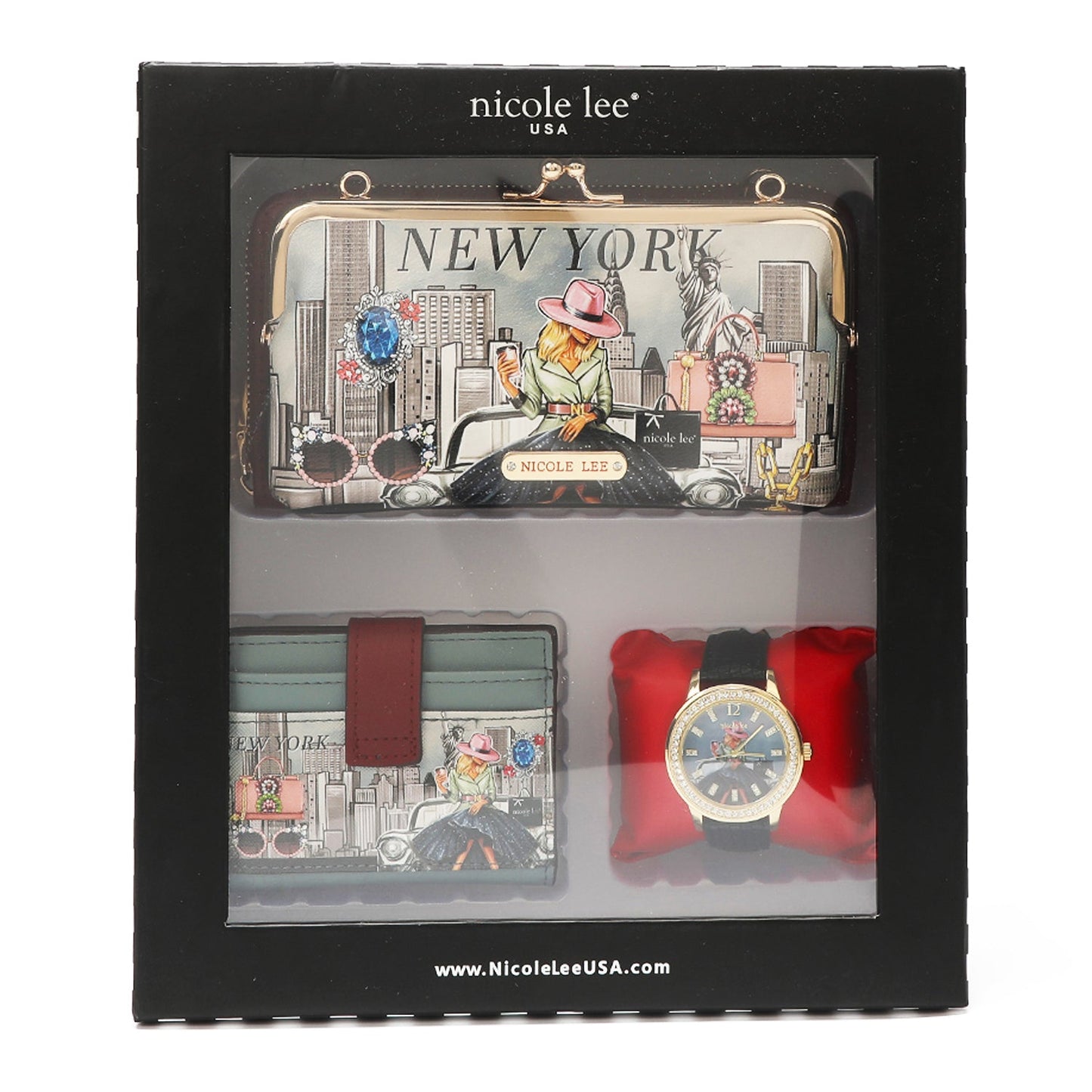 3 PIECE GIFT SET (CROSSBODY WALLET, CARD CASE, WATCH)