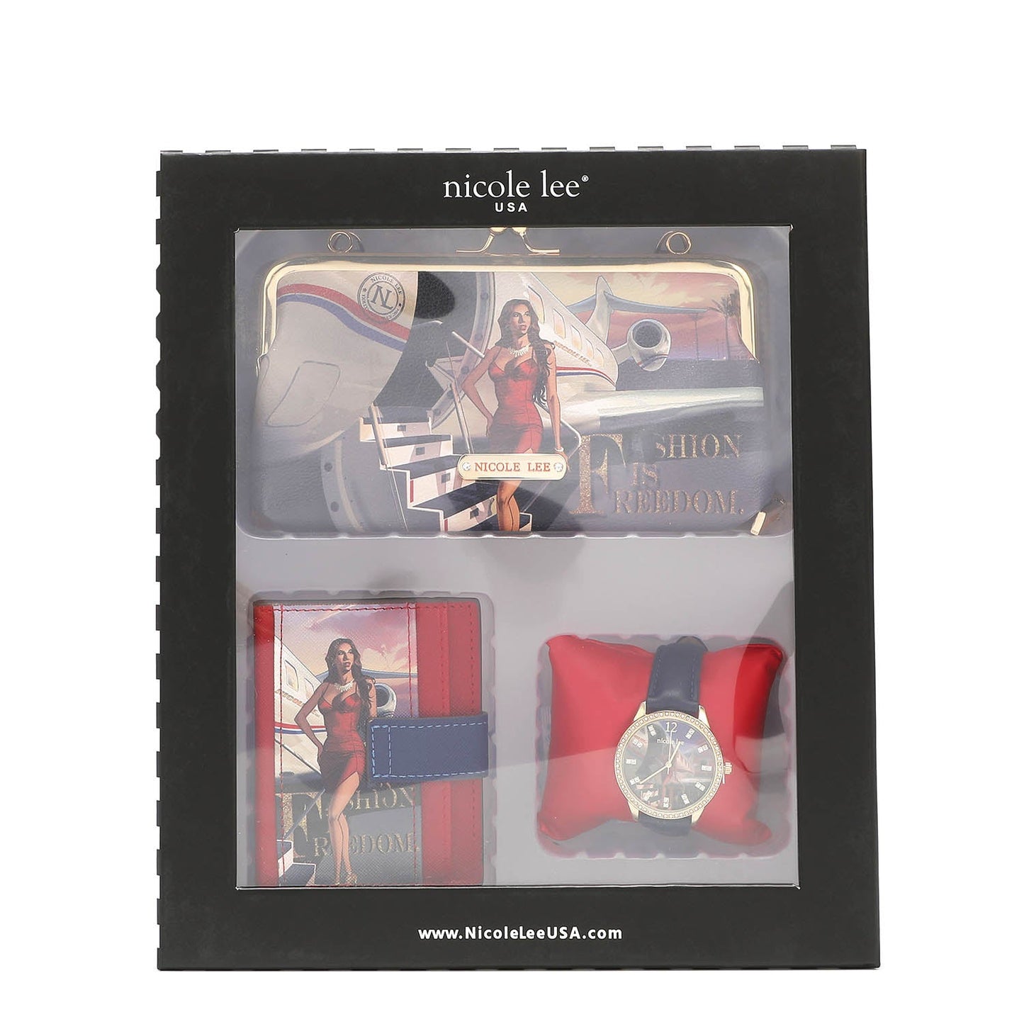 3 PIECE GIFT SET (CROSSBODY WALLET, CARD CASE, WATCH)